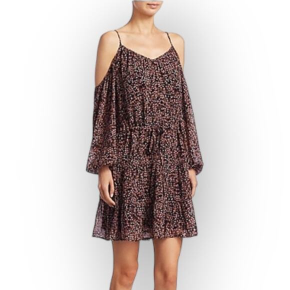 PAIGE Carmine Woodstock Floral Silk Dress Women's Size Small Cold Shoulder Mini - Picture 1 of 8